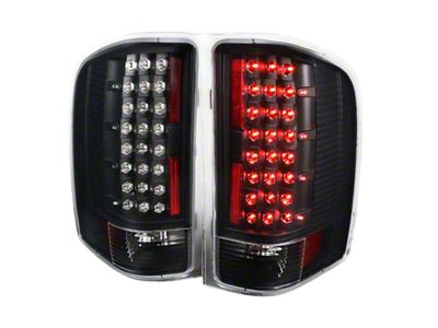 LED Tail Lights; Matte Black Housing; Clear Lens (07-14 Silverado 3500 HD)