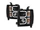 Light Bar DRL Projector Headlights; Black Housing; Clear Lens (15-19 Silverado 3500 HD)