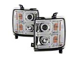 Light Bar DRL Projector Headlights; Chrome Housing; Clear Lens (15-19 Silverado 3500 HD)