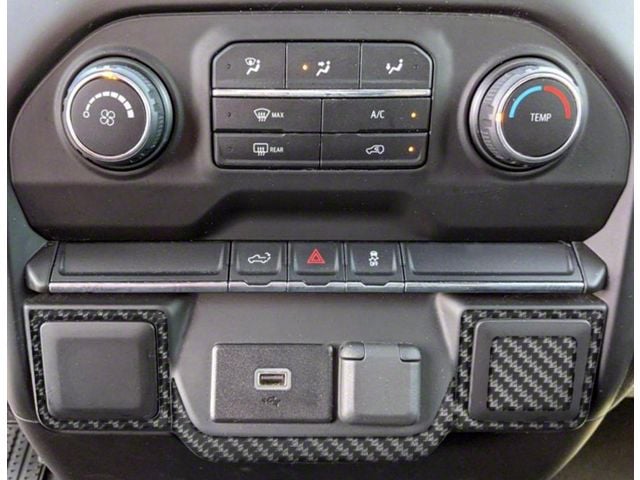 Lower Center Dash Accents; Matte Domed Carbon Fiber (20-24 Silverado 3500 HD)