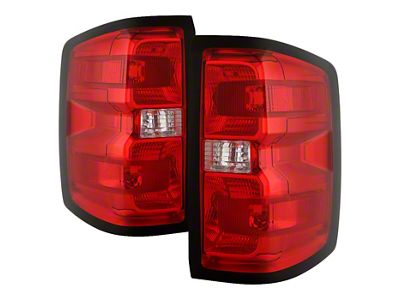 OE Style Tail Lights; Chrome Housing; Red Lens (15-19 Silverado 3500 HD w/ Factory Halogen Tail Lights)