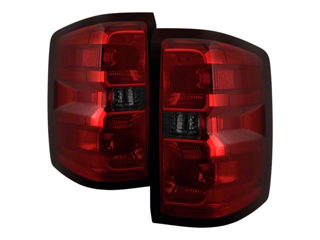 OE Style Tail Lights; Chrome Housing; Red Lens (15-19 Silverado 3500 HD w/ Factory Halogen Tail Lights)