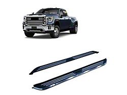 Pinnacle Running Boards; Black and Silver (20-24 Silverado 3500 HD Double Cab)