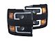 Plank Style Projector Headlights with Black Rim; Black Housing; Clear Lens (15-19 Silverado 3500 HD)