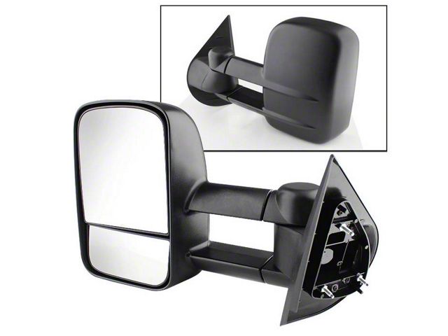 Powered Heated Manual Extendedable Mirror; Driver Side (07-13 Silverado 3500 HD)