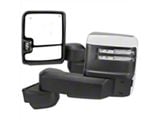 Powered Heated Manual Extendeable Towing Mirrors with Clear LED Turn Signals; Chrome (20-25 Silverado 3500 HD)