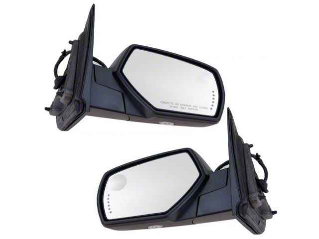 Powered Heated Memory Side Mirrors with Puddle Lights; Textured Black (15-19 Silverado 3500 HD)