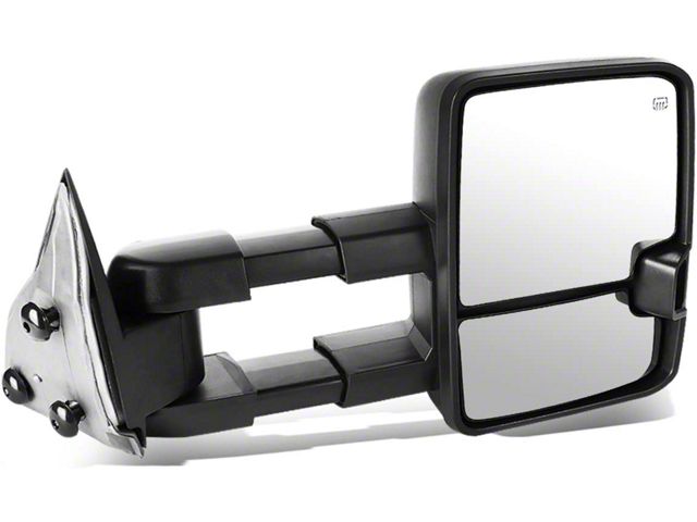 Powered Heated Towing Mirror with Smoked LED Turn Signals; Black; Passenger Side (07-14 Silverado 3500 HD)