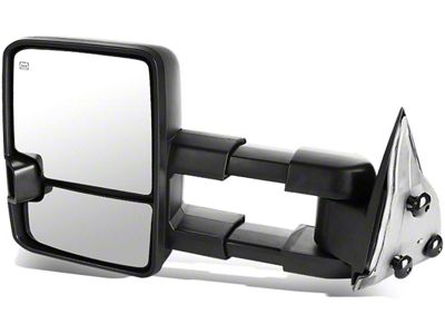 Powered Heated Towing Mirror with Smoked Turn Signal; Black; Driver Side (07-14 Silverado 3500 HD)