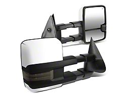 Powered Heated Towing Mirrors with Smoked Amber LED Turn Signal; Chrome (01-02 Silverado 3500 HD)