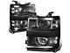 Projector Headlight with Clear Corner Lights; Black Housing; Clear Lens (15-19 Silverado 3500 HD)