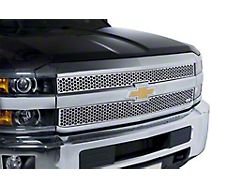 Putco Punch Design Upper Overlay Grilles; Polished (15-19 Silverado 3500 HD)