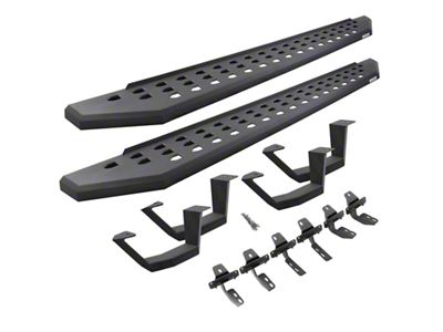 Go Rhino RB20 Running Boards with Drop Steps; Textured Black (20-24 Silverado 3500 HD Double Cab)