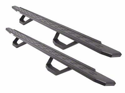 Go Rhino RB30 Running Boards with Drop Steps; Protective Bedliner Coating (20-25 Silverado 3500 HD Crew Cab)