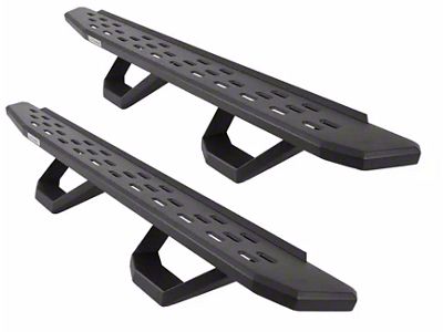 Go Rhino RB30 Running Boards with Drop Steps; Textured Black (20-24 Silverado 3500 HD Double Cab)