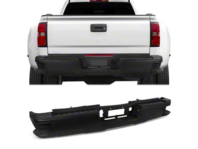 Rear Bumper; Not Pre-Drilled for Backup Sensors; Black (15-19 Silverado 3500 HD w/o Hitch Draw Bar)