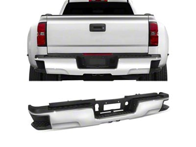 Rear Bumper; Not Pre-Drilled for Backup Sensors; Chrome (15-19 Silverado 3500 HD w/ Hitch Draw Bar)