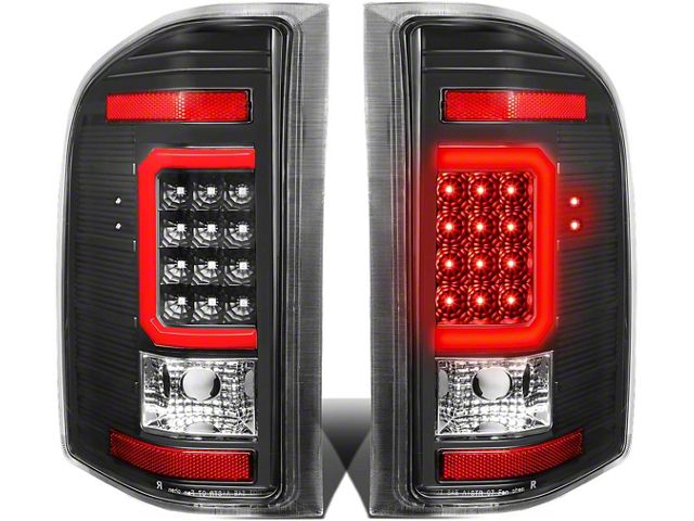 Red C-Bar LED Tail Lights; Black Housing; Clear Lens (07-14 Silverado 3500 HD)