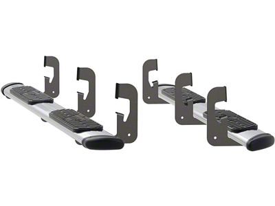 Regal 7-Inch Oval Side Step Bars; Rocker Mount; Polished Stainless (15-18 6.0L Silverado 3500 HD Crew Cab)