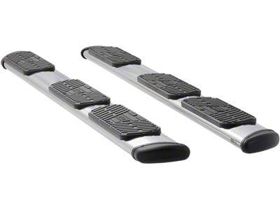 Regal 7-Inch Wheel-to-Wheel Oval Side Step Bars; Rocker Mount; Polished Stainless (07-13 6.0L Silverado 3500 HD Extended Cab w/ 8-Foot Long Box)