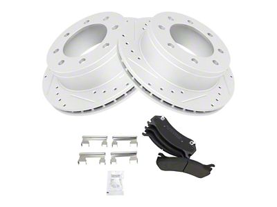 Semi-Metallic Performance 8-Lug Brake Rotor and Pad Kit; Rear (07-10 Silverado 3500 HD SRW)