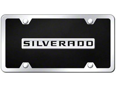 Silverado License Plate; Chrome on Black (Universal; Some Adaptation May Be Required)