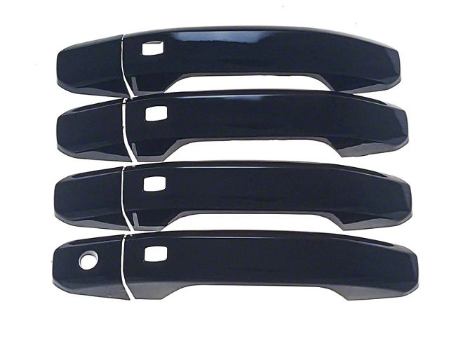 Chrome Delete Smart Key Door Handle Covers; Gloss Black (15-19 Silverado 3500 HD Double Cab, Crew Cab)