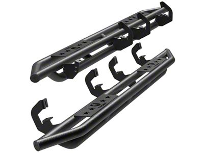 Star Armor Side Step Bars; Textured Black (07-19 Silverado 3500 HD Extended/Double Cab)