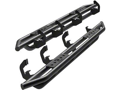 Star Armor Side Step Bars; Textured Black (07-19 Silverado 3500 HD Crew Cab)