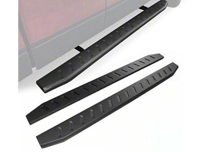 Steel Running Boards; Black (07-19 Silverado 3500 HD Crew Cab)