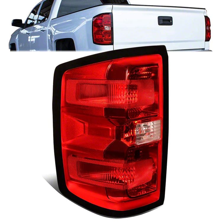 Silverado 3500 Tail Light; Chrome Housing; Red Lens; Driver Side (15-19 ...