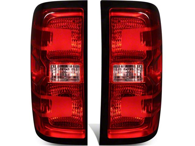 Tail Lights; Chrome Housing; Red Lens (15-19 Silverado 3500 HD w/ Factory Halogen Tail Lights)