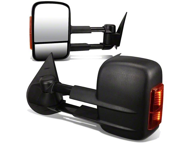 Towing Mirror; Manual; Amber Signal; Black (07-13 Silverado 3500 HD)
