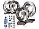 Vented 8-Lug Brake Rotor, Pad, Brake Fluid and Cleaner Kit; Front and Rear (07-10 Silverado 3500 HD SRW)