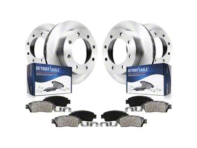 Vented 8-Lug Brake Rotor and Pad Kit; Front and Rear (07-10 Silverado 3500 HD SRW)