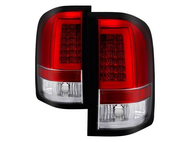 Version 3 Light Bar LED Tail Lights; Chrome Housing; Red/Clear Lens (07-14 Silverado 3500 HD)
