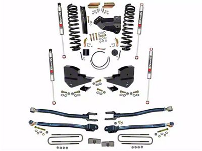 SkyJacker 4-Inch 4-Link Suspension Lift Kit with Rear Lift Blocks and M95 Monotube Shocks (23-24 4WD 6.8L, 7.3L F-250 Super Duty w/o 4-Inch Axles, Factory LED Headlights, Onboard Scales)