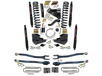 SkyJacker 6-Inch 4-Link Suspension Lift Kit with Black MAX Shocks (23-24 4WD 6.7L Powerstroke F-250 Super Duty w/o 4-Inch Axles, Factory LED Headlights, Onboard Scales)