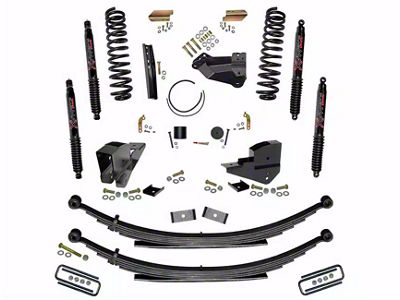 SkyJacker 4-Inch Suspension Lift Kit with Rear Leaf Springs and Black MAX Shocks (23-24 4WD 6.7L Powerstroke F-350 Super Duty SRW w/o 4-Inch Axles, Factory LED Headlights, Onboard Scales)
