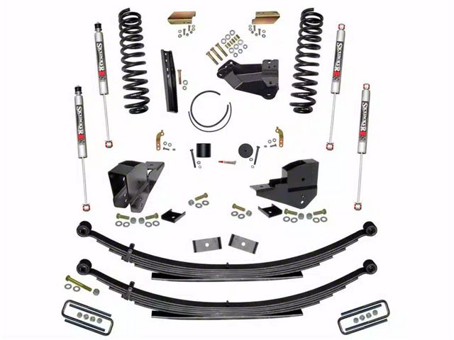 SkyJacker 4-Inch Suspension Lift Kit with Rear Leaf Springs and M95 Performance Shocks (23-24 4WD 6.7L Powerstroke F-350 Super Duty SRW w/o 4-Inch Axles, Factory LED Headlights, Onboard Scales)