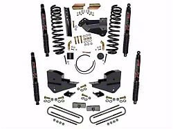 SkyJacker 4-Inch Suspension Lift Kit with Rear Lift Blocks and Black MAX Shocks (23-24 4WD 6.8L, 7.3L F-350 Super Duty SRW w/o 4-Inch Axles, Factory LED Headlights, Onboard Scales)