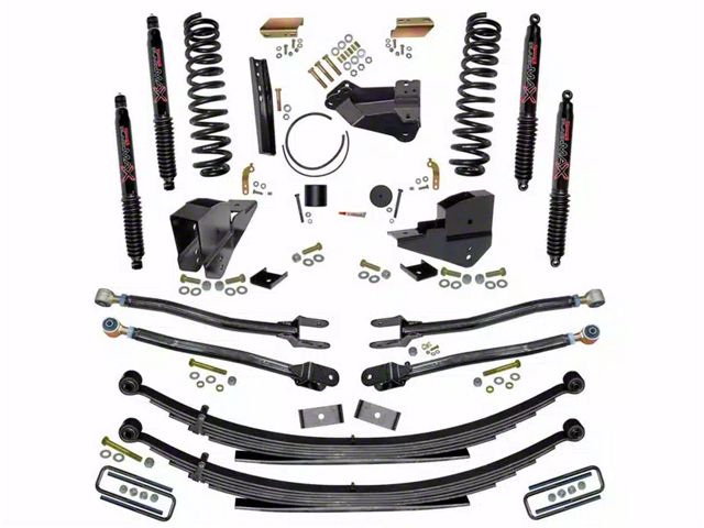SkyJacker 6-Inch Suspension Lift Kit with Rear Leaf Springs and Black MAX Shocks (23-24 4WD 6.7L Powerstroke F-350 Super Duty SRW w/o 4-Inch Axles, Factory LED Headlights, Onboard Scales)