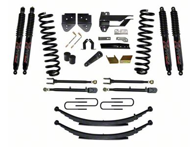 SkyJacker 6-Inch Suspension Lift Kit with 4-Link Conversion, Rear Leaf Springs and Black MAX Shocks (17-22 4WD 6.7L Powerstroke F-250 Super Duty)