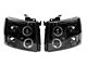 Dual LED Halo Projector Headlights; Gloss Black Housing; Smoked Lens (07-13 Silverado 1500)