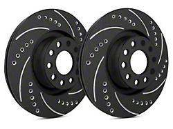 SP Performance Cross-Drilled and Slotted 6-Lug Rotors with Black ZRC Coating; Front Pair (91-96 4WD Dakota; 97-02 Dakota)