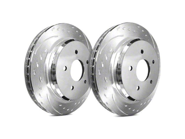 SP Performance Diamond Slot 6-Lug Rotors with Silver ZRC Coated; Rear Pair (03-04 Dakota)