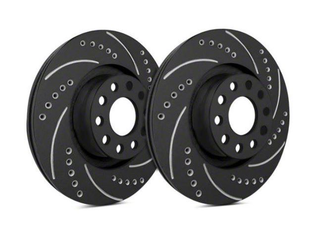 SP Performance Cross-Drilled and Slotted 5-Lug Rotors with Black ZRC Coated; Rear Pair (97-98 F-150 w/ ABS Brakes)