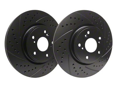 SP Performance Double Drilled and Slotted 5-Lug Rotors with Black ZRC Coated; Rear Pair (97-98 F-150 w/ ABS Brakes)