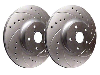 SP Performance Cross-Drilled and Slotted 8-Lug Rotors with Silver Zinc Plating; Front Pair (11-12 4WD F-350 Super Duty SRW)