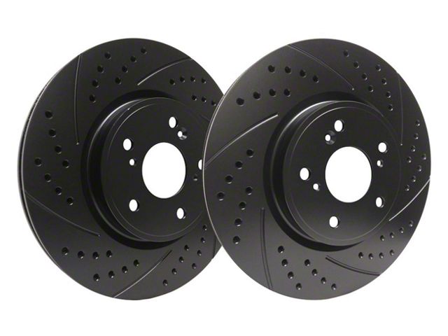 SP Performance Double Drilled and Slotted 8-Lug Rotors with Black Zinc Plating; Front Pair (11-12 4WD F-350 Super Duty SRW)